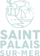 Logo de Saint-Palais-sur-Mer avec un cercle partiellement ouvert en haut et des lettres stylisées en bleu clair.