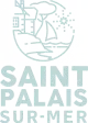 Logo de Saint-Palais-sur-Mer avec un cercle partiellement ouvert en haut et des lettres stylisées en bleu clair.