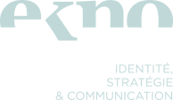 Logo EKNO avec texte Identité, Stratégie & Communication en dessous.