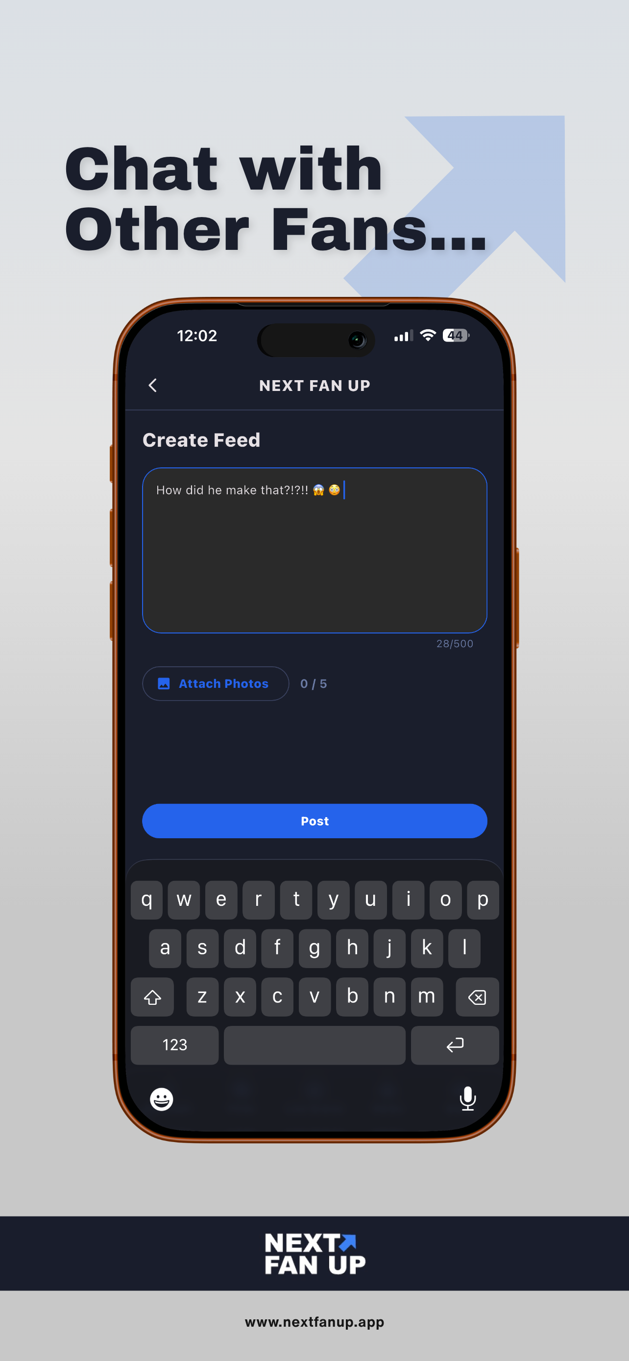 Next Fan Up fan community screen