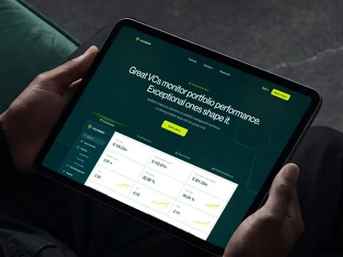 Vestberry.com homepage on a tablet - AI-driven VC portfolio management platform
