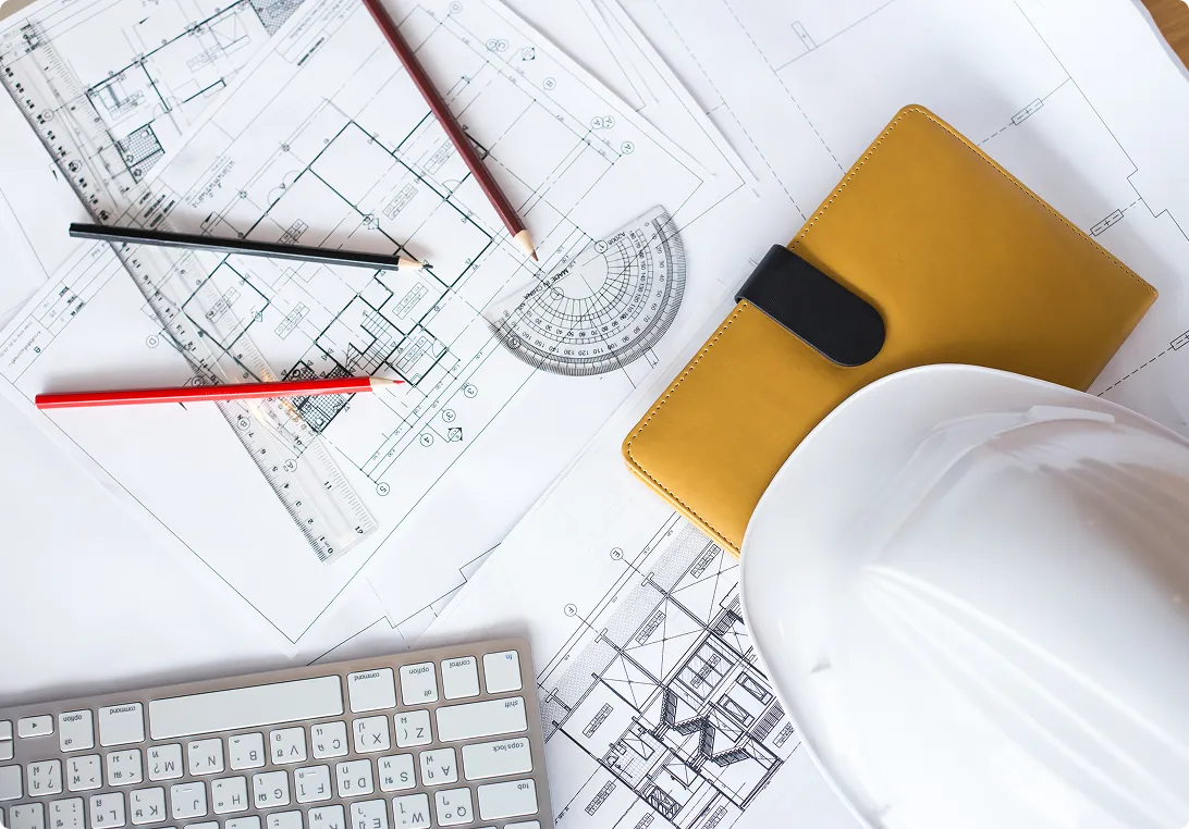 Technische Zeichnung und Planungsunterlagen für ein TGA-Projekt