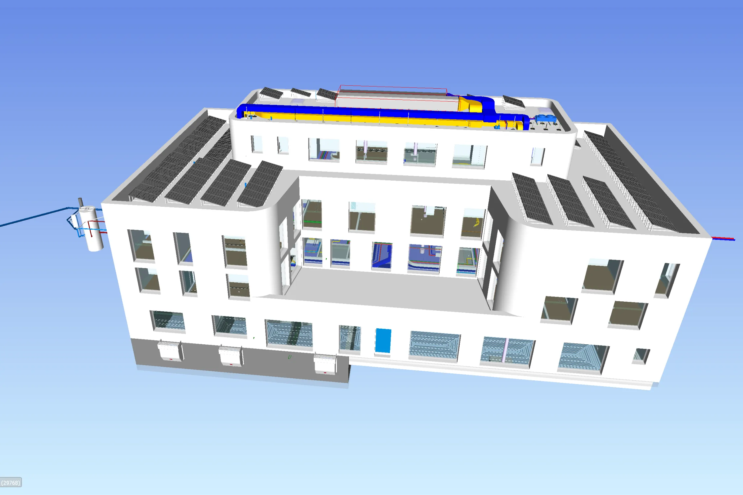 3D-Modell eines Gebäudes für die integrale TGA-Planung