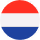 Vlag van Nederland met horizontale rood-wit-blauwe strepen.