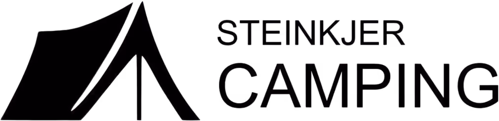 Steinkjer Camping logo featuring a stylized tent outline.