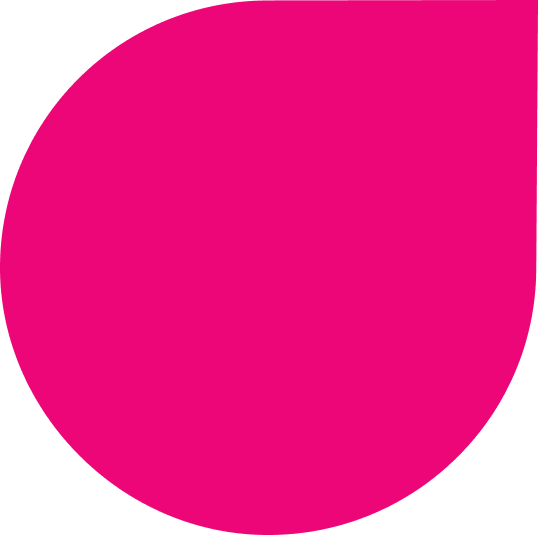 Solid magenta circular shape with a small curved indentation on the top left.