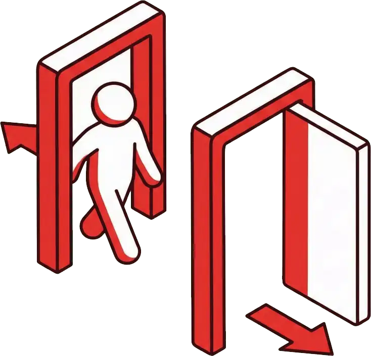 Person walking through door