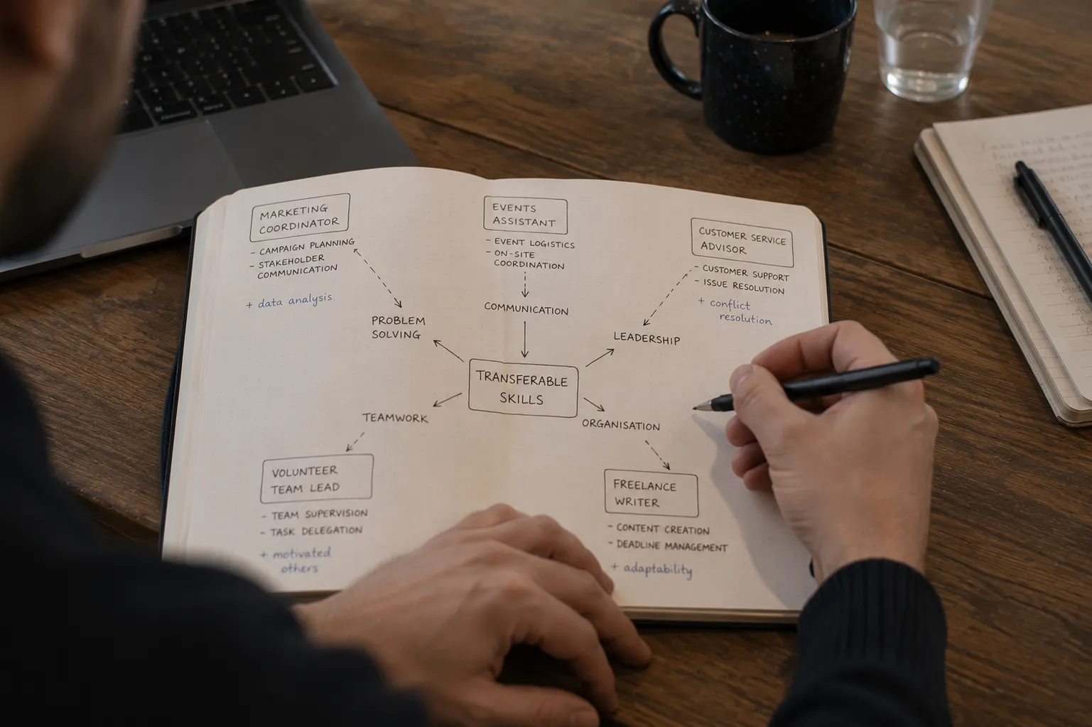 diagram showing transferable skills like communication teamwork and problem solving across roles