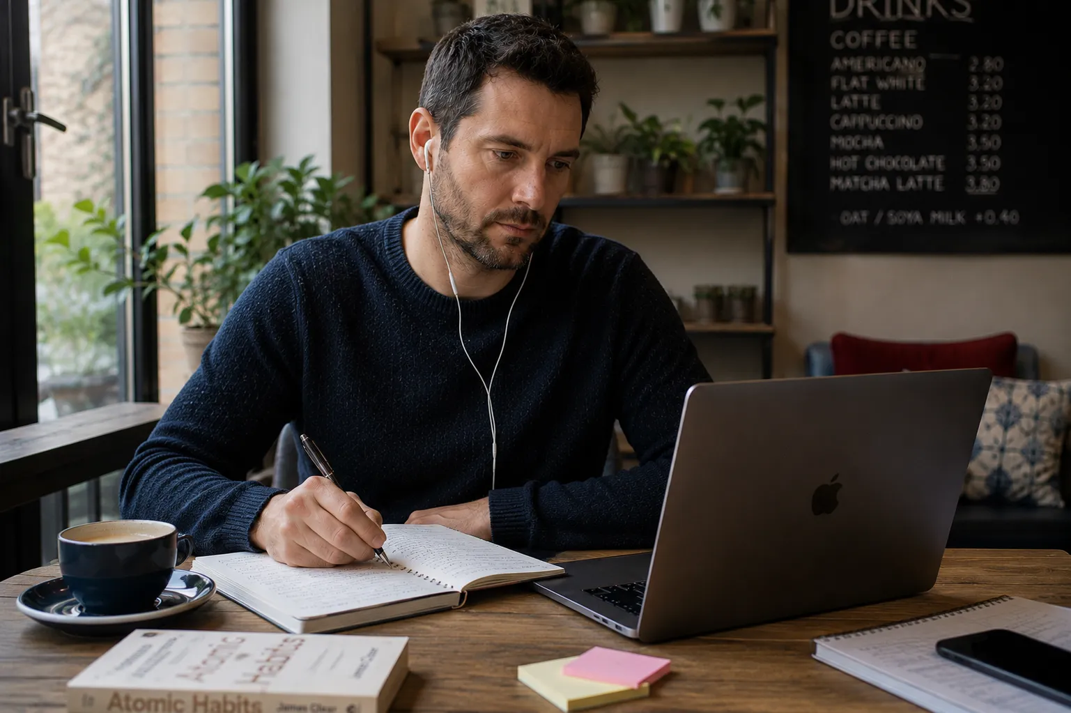 professional planning career development goals in notebook UK workspace
