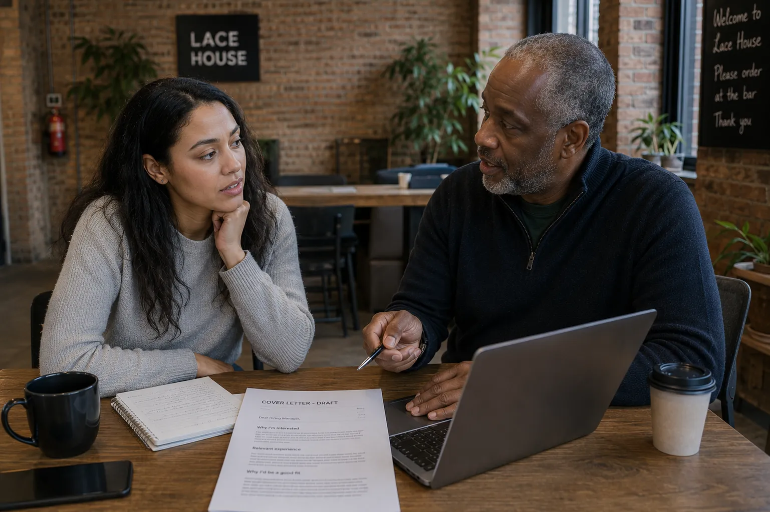 career coach helping early career professional write cover letter with no experience UK setting