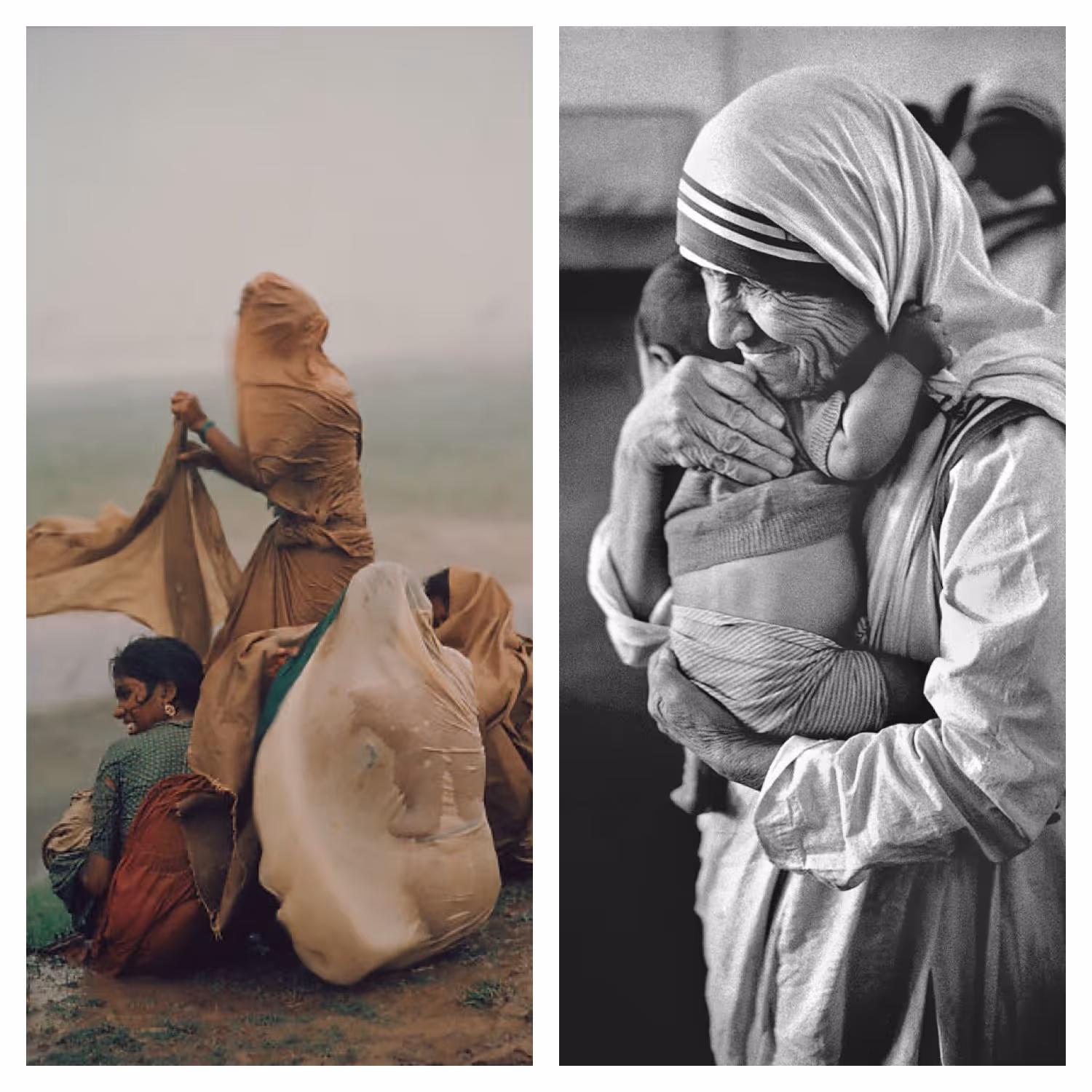 Monsoon Rains, Monghyr, Bihar by Raghubir Singh and Mother Teresa by Raghu Rai