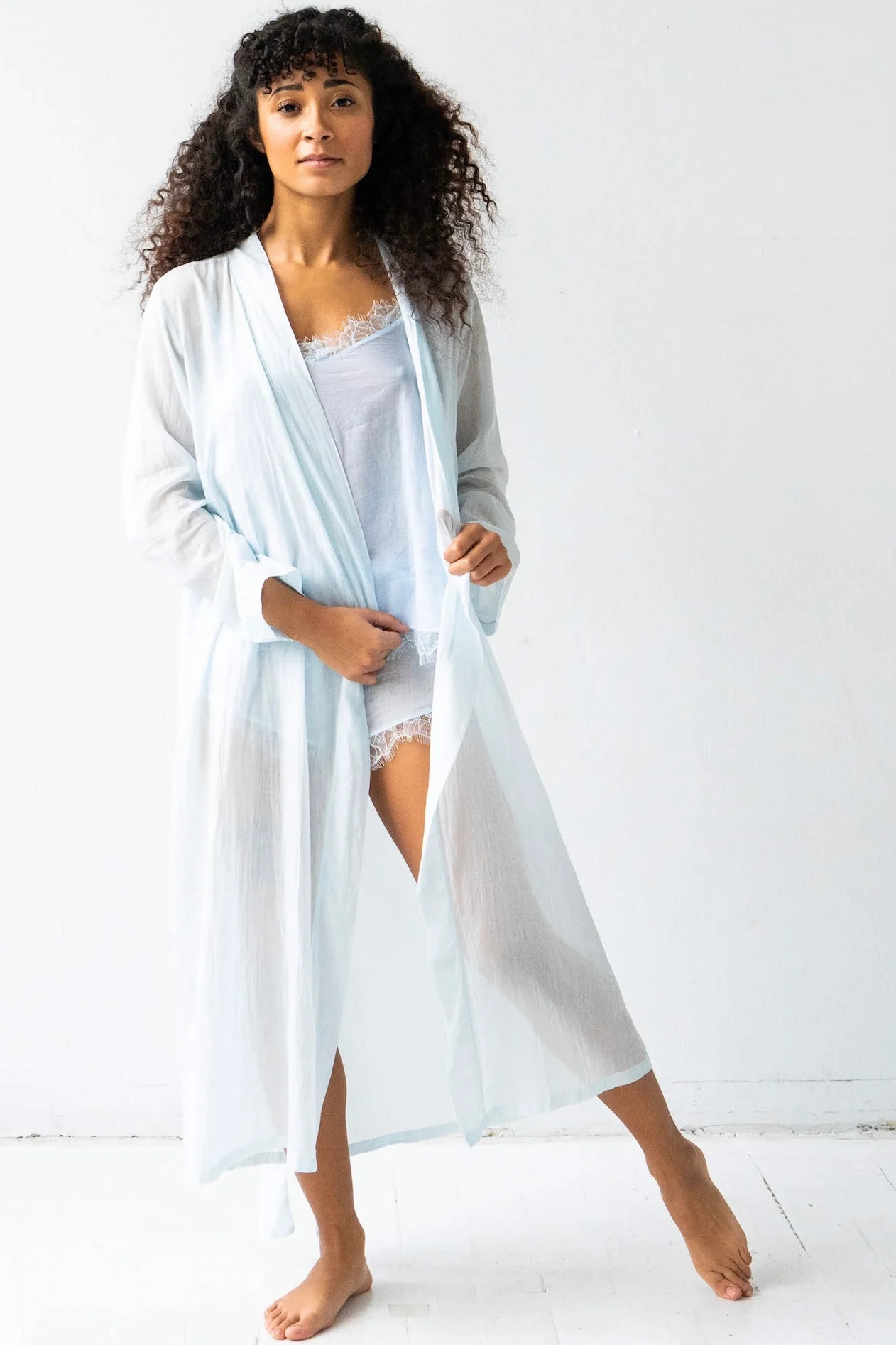 Classic Long Sheer Cotton Silk Robe