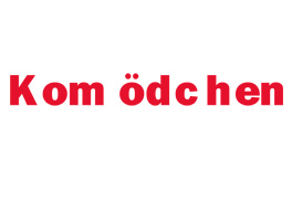 Rotes Logo mit dem Schriftzug Komöcchen auf weißem Hintergrund.