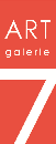 Logo mit dem Schriftzug 'ART galerie 7' in weiß auf rotem Hintergrund.