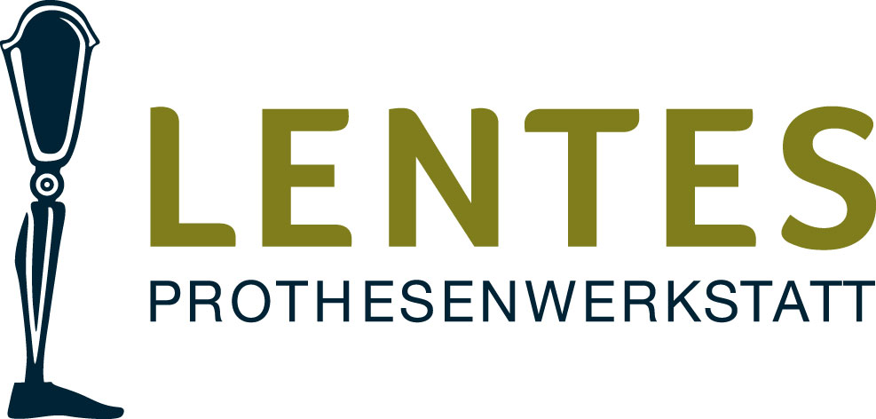 Logo von LENTES Prothesenwerkstatt mit einer stilisierten Prothese links.