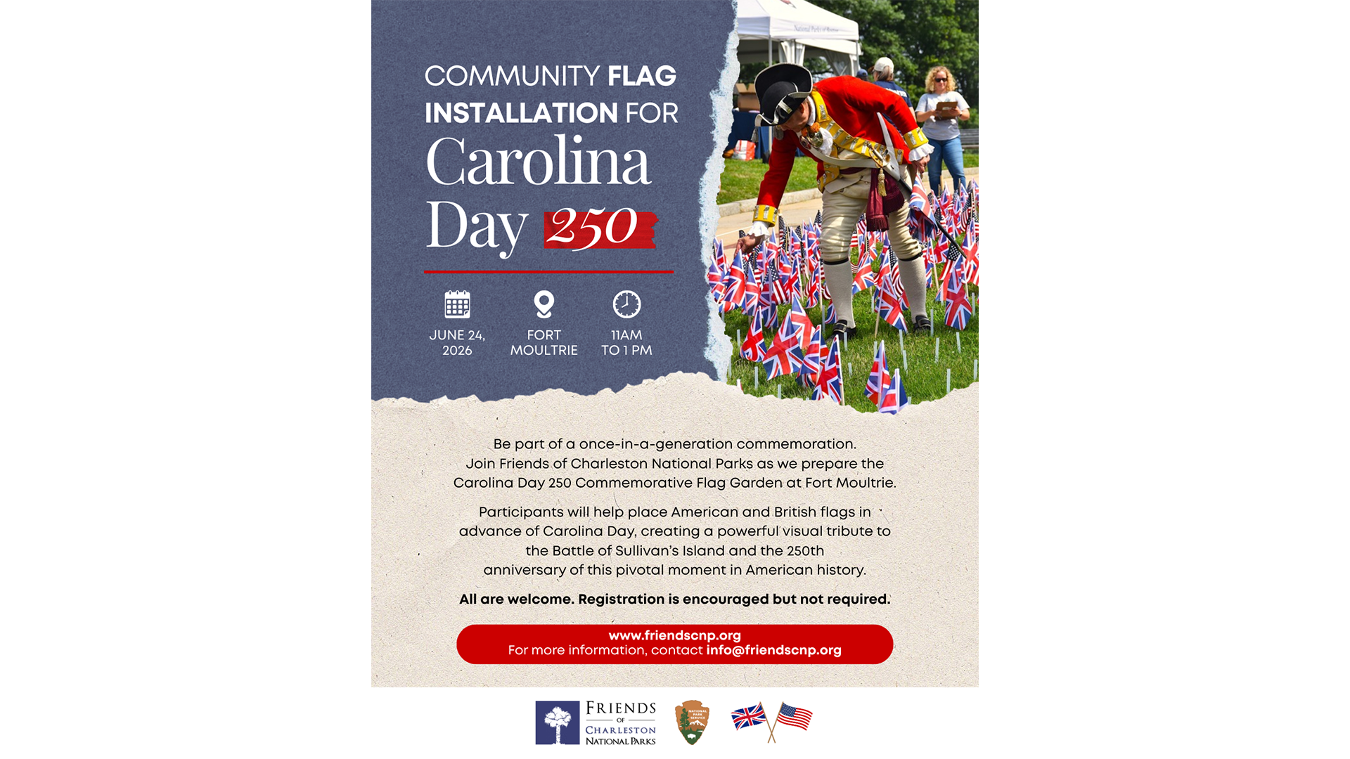 Community Flag Installation for Carolina Day 250 
