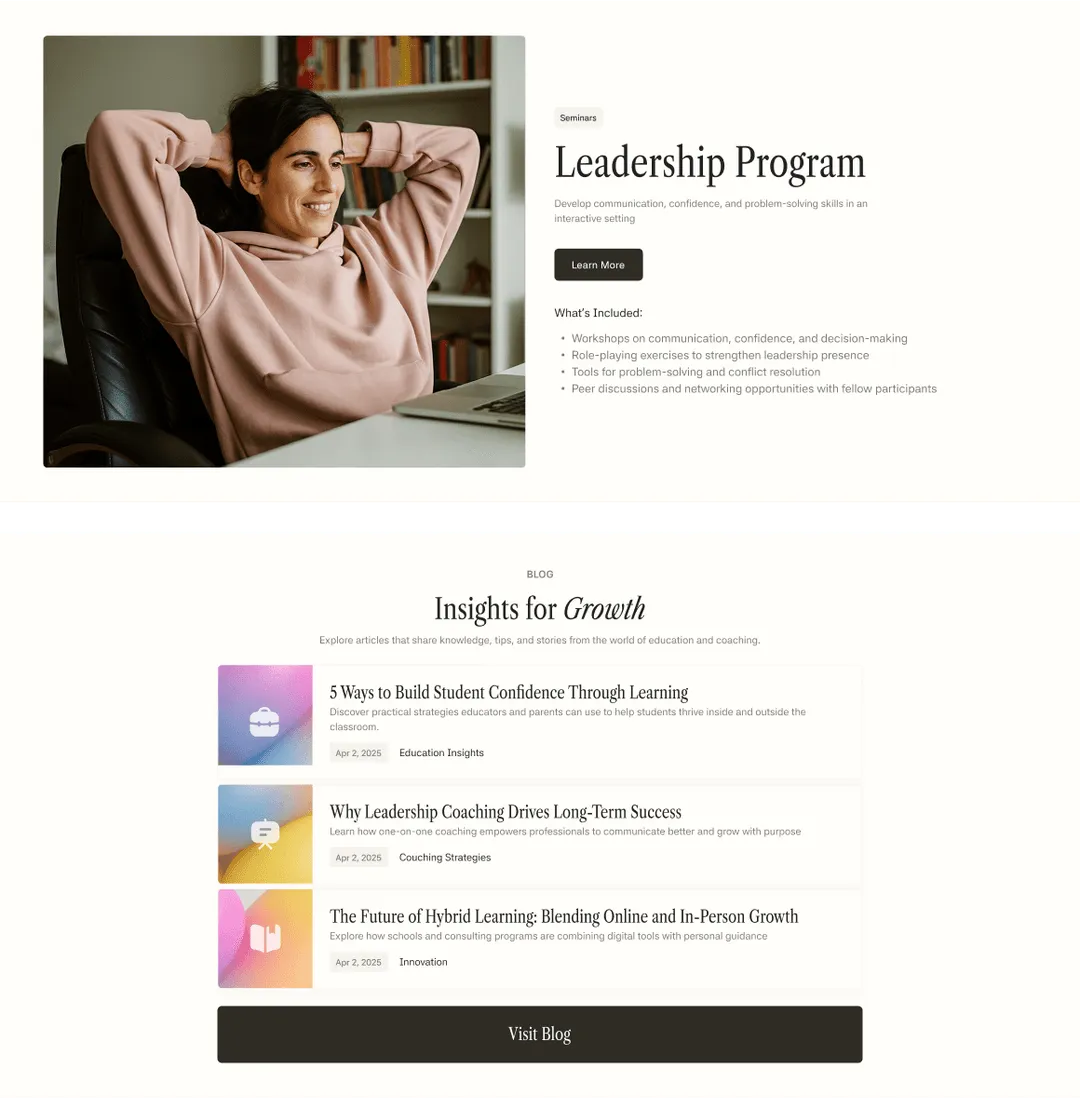 Schools Coaching Webflow template 
