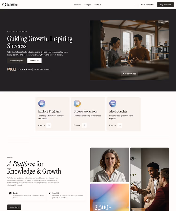 Schools Coaching Webflow template 