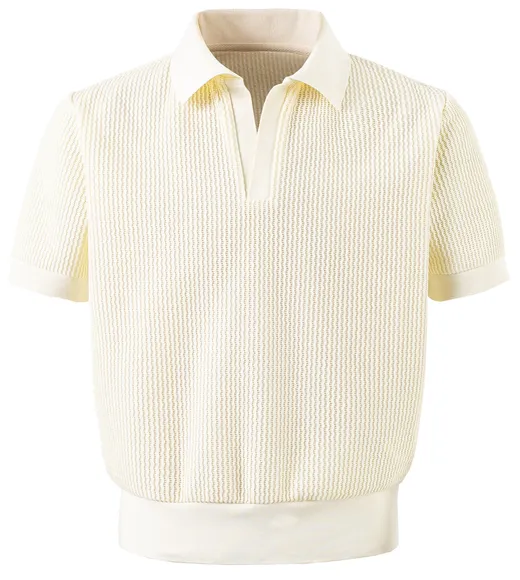 DP Paradis Waffle Pattern Polo Cream