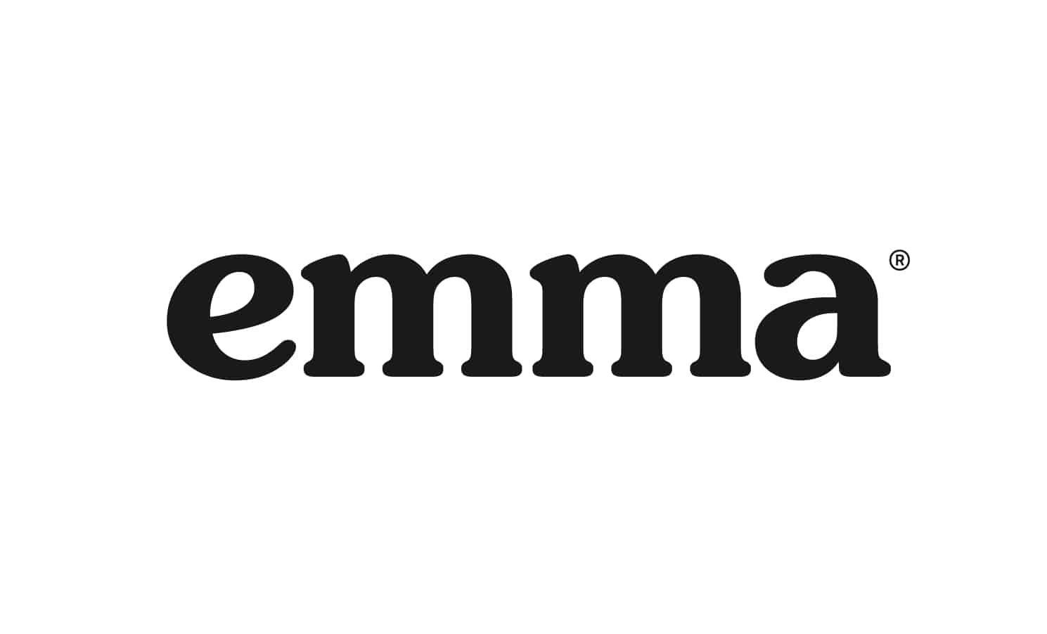 The word 'emma' in bold black lowercase letters on a white background.