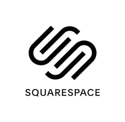 Squarespace logo with interlocking black geometric lines above the word Squarespace.
