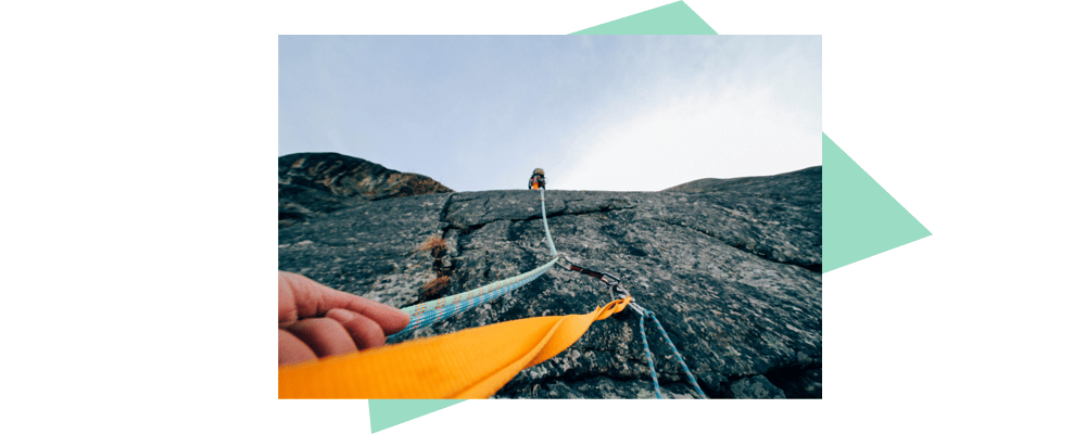 first person point of view rock climbing and holding onto rope