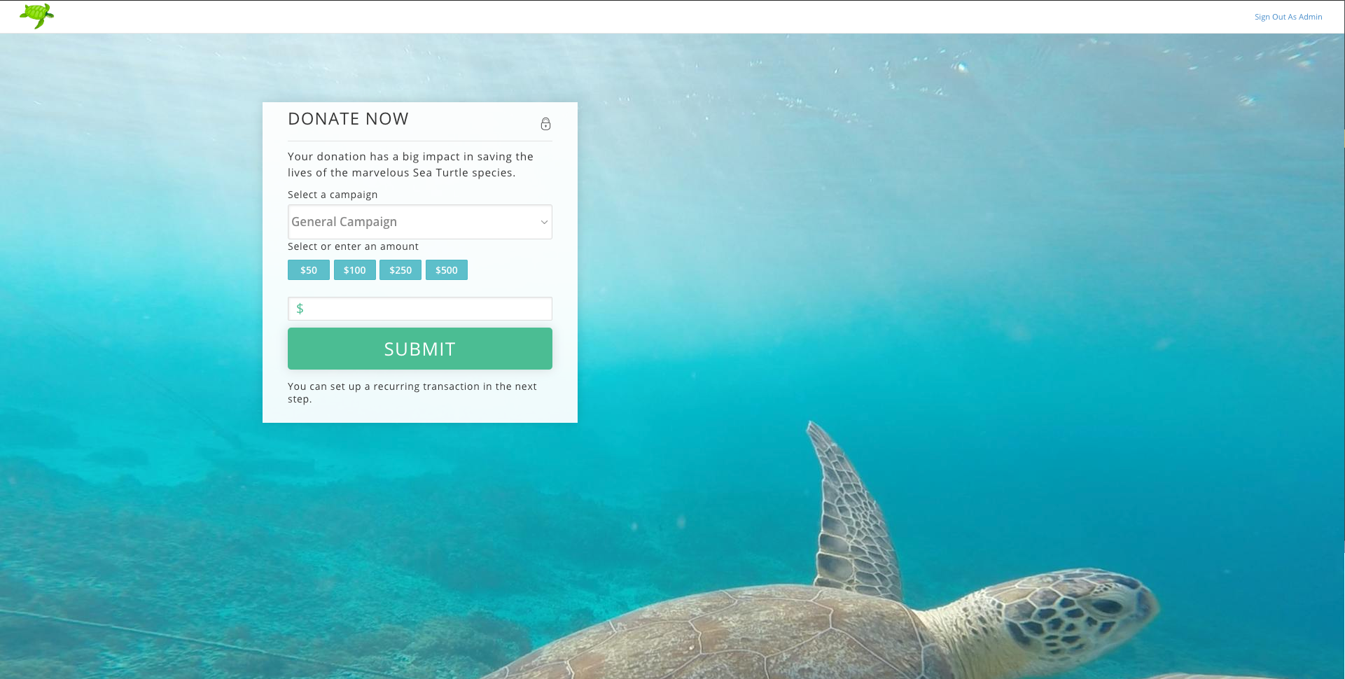 sample donation page