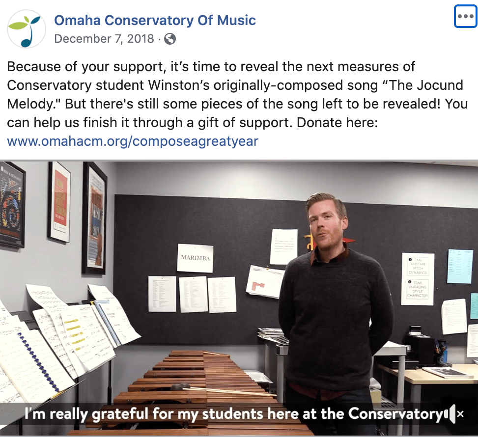 facebook fundraising appeal example using exclusive content