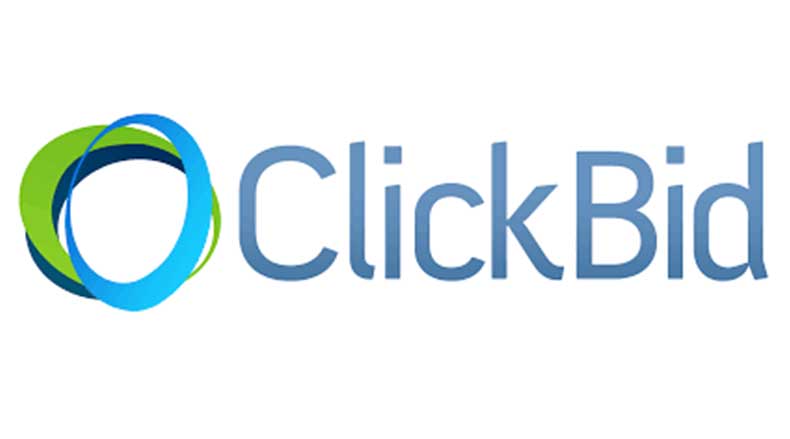 ClickBid company logo featuring interconnected blue and green rings.