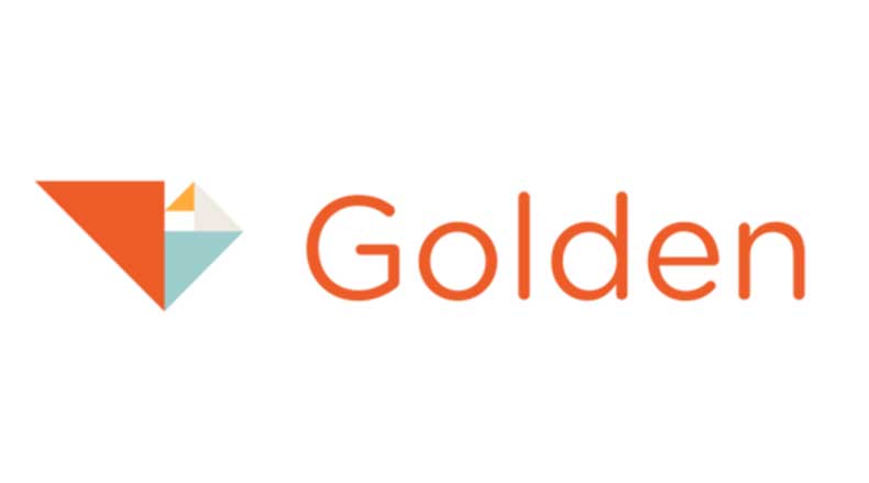 Golden company logo with geometric shapes in orange, light blue, and white beside the word 'Golden'.