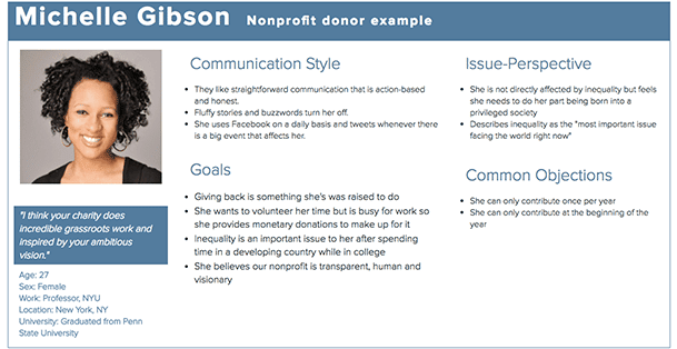donor persona example