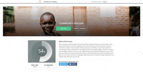 homes for homes crowdfunding page