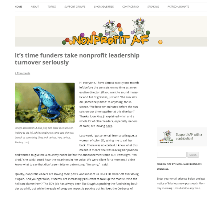 Nonprofit AF nonprofit blog screenshot