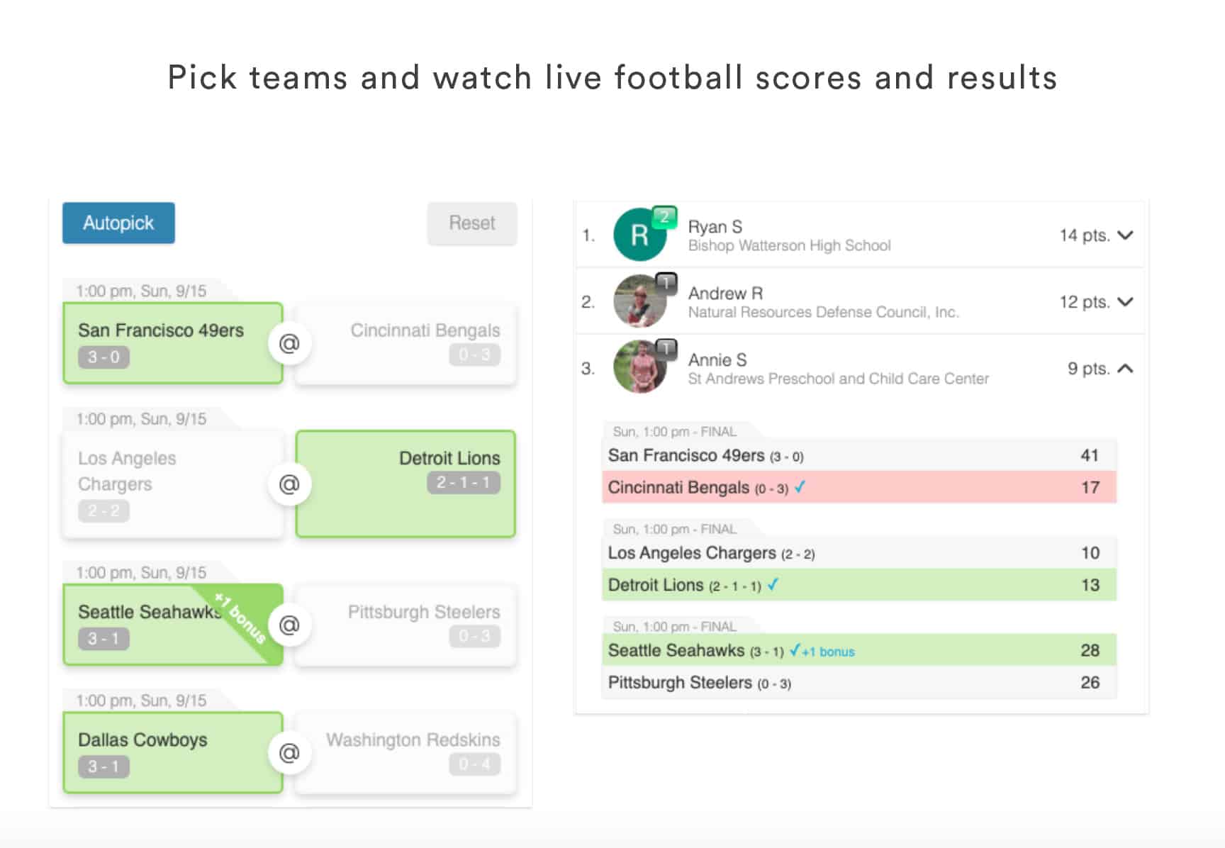 Screenshot of GiveGame social fundraising features