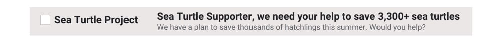 Peer to peer fundraising email subject line and preheader example