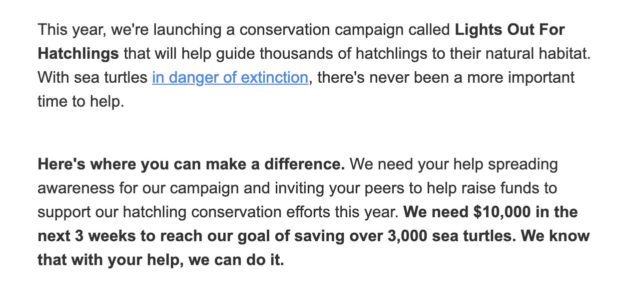 Peer to peer fundraising email body example