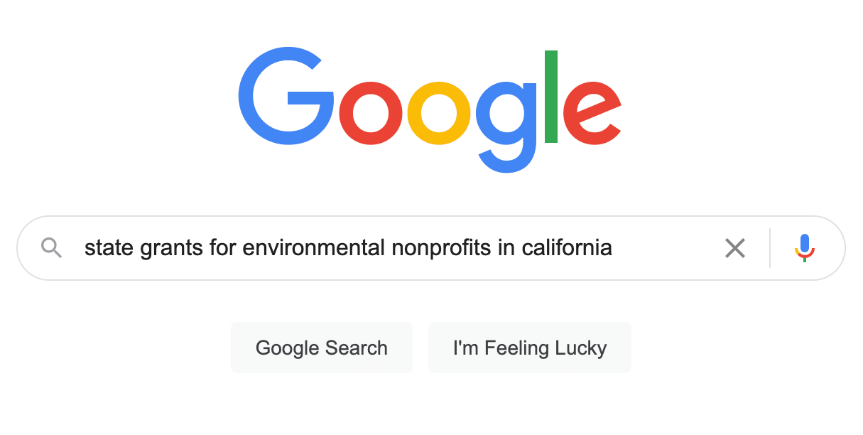 example of how to search for grants in google