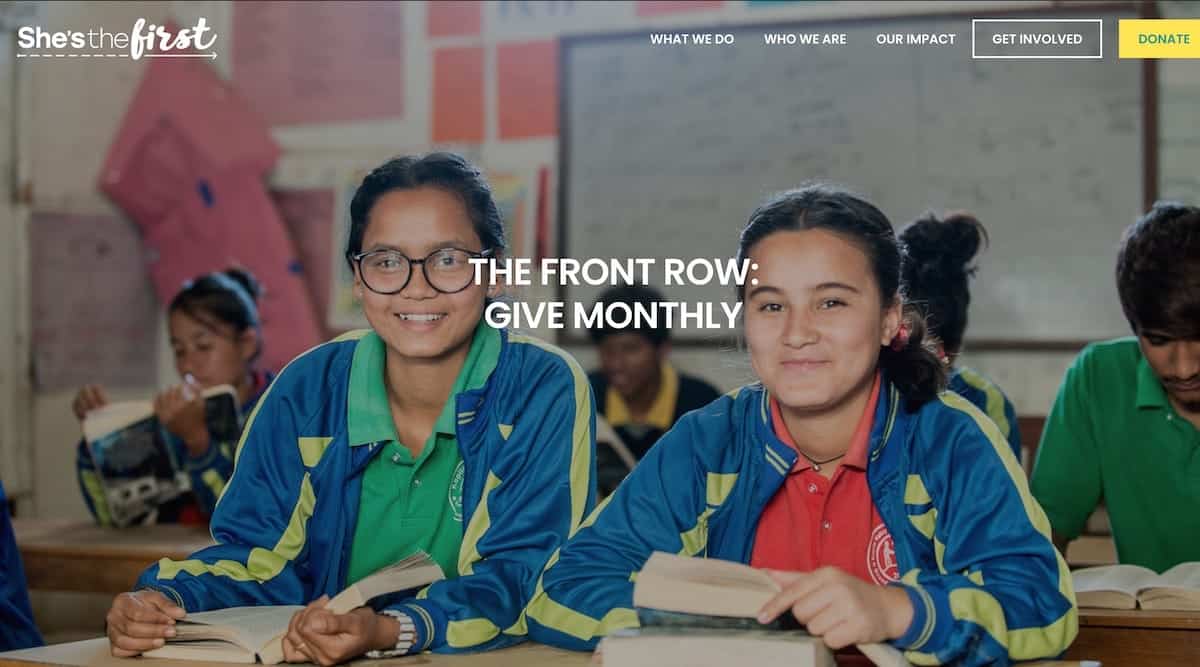 Information page for the Front Row monthly giving program