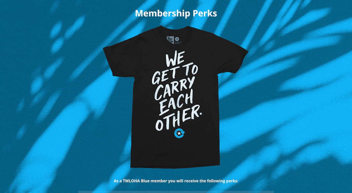 The TWLOHA Blue monthly giving program offers plenty of perks to members. 