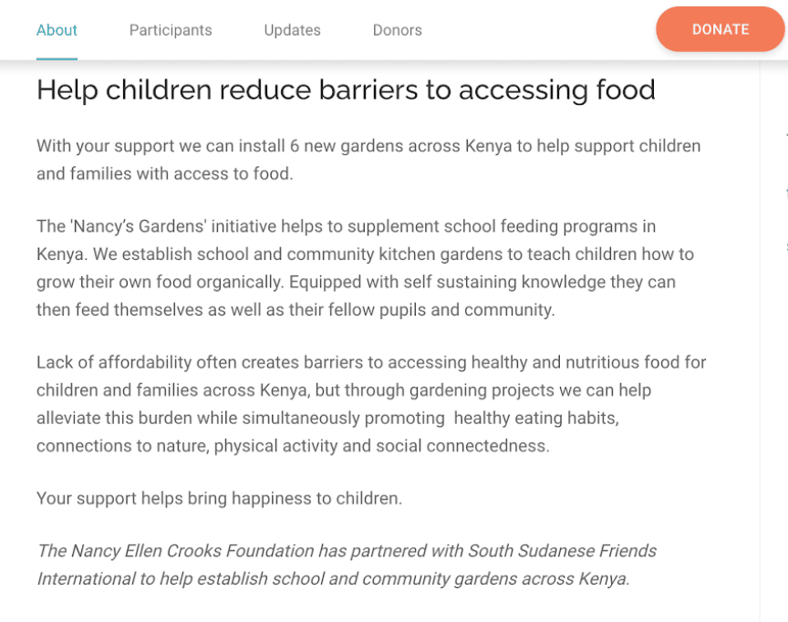 Example of a project specific fundraising campaign