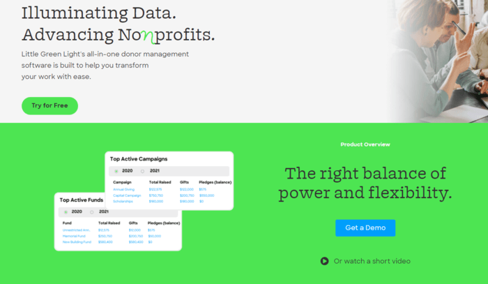 This screenshot shows the Little Green Light homepage.