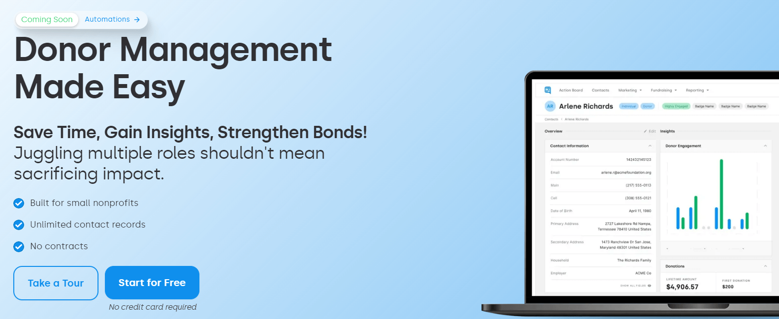 DonorDock’s homepage 