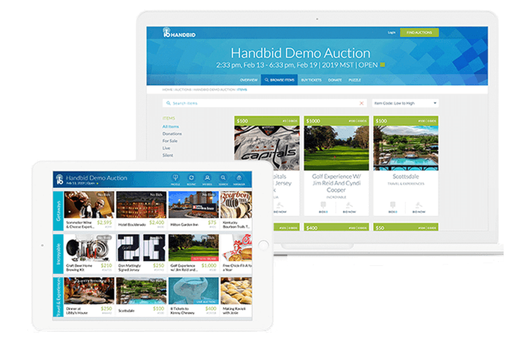 This image shows what Handbid’s auction software looks like.