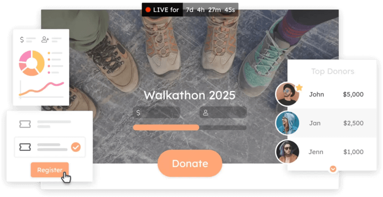 This image shows Mightycause’s fundraising software.
