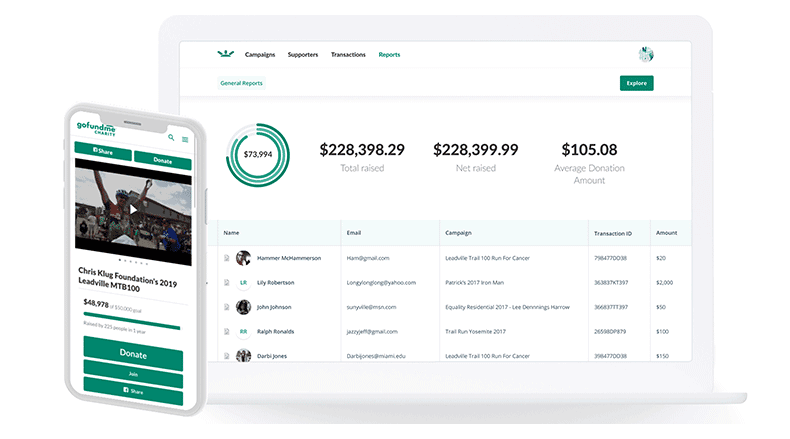 This image shows GoFundMe’s fundraising software.