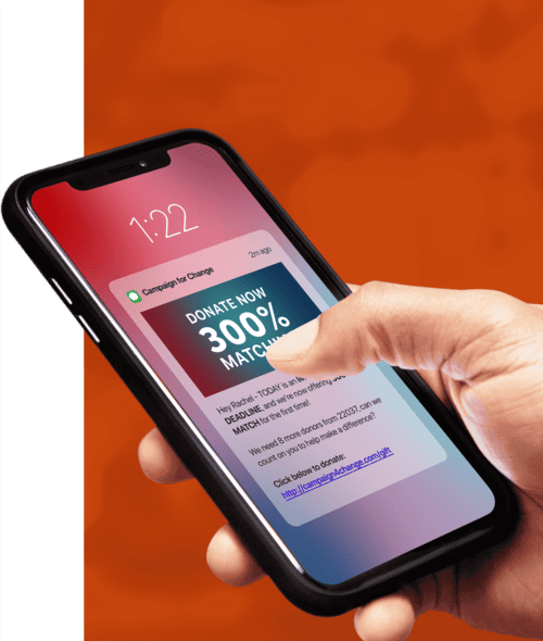 Phone showing Tatango’s text-to-donate interface