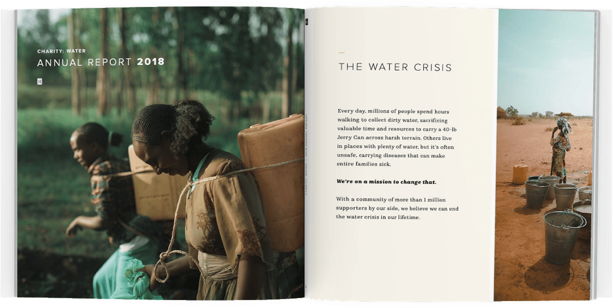best nonprofit annual report example - charity: water