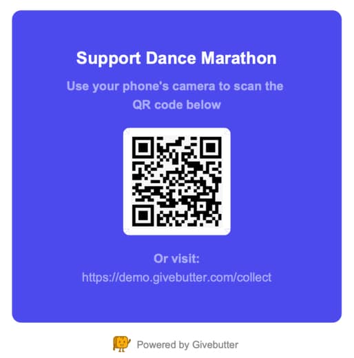 Demonstration of using QR code technology to collect mobile donations