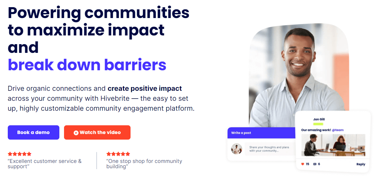 Screenshot of the Hivebrite homepage