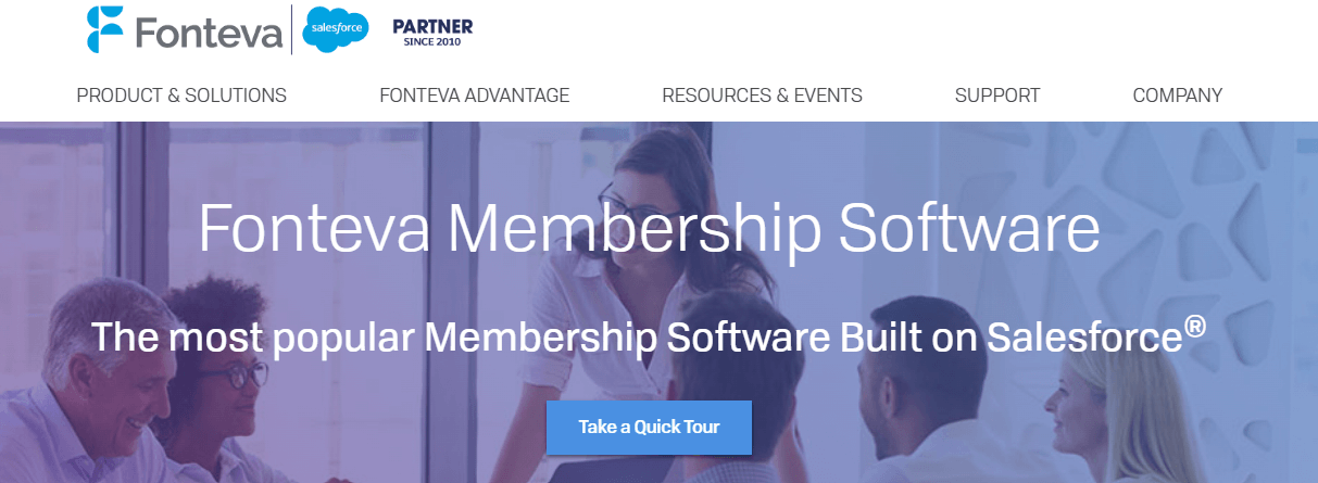 Screenshot of the Fonteva homepage